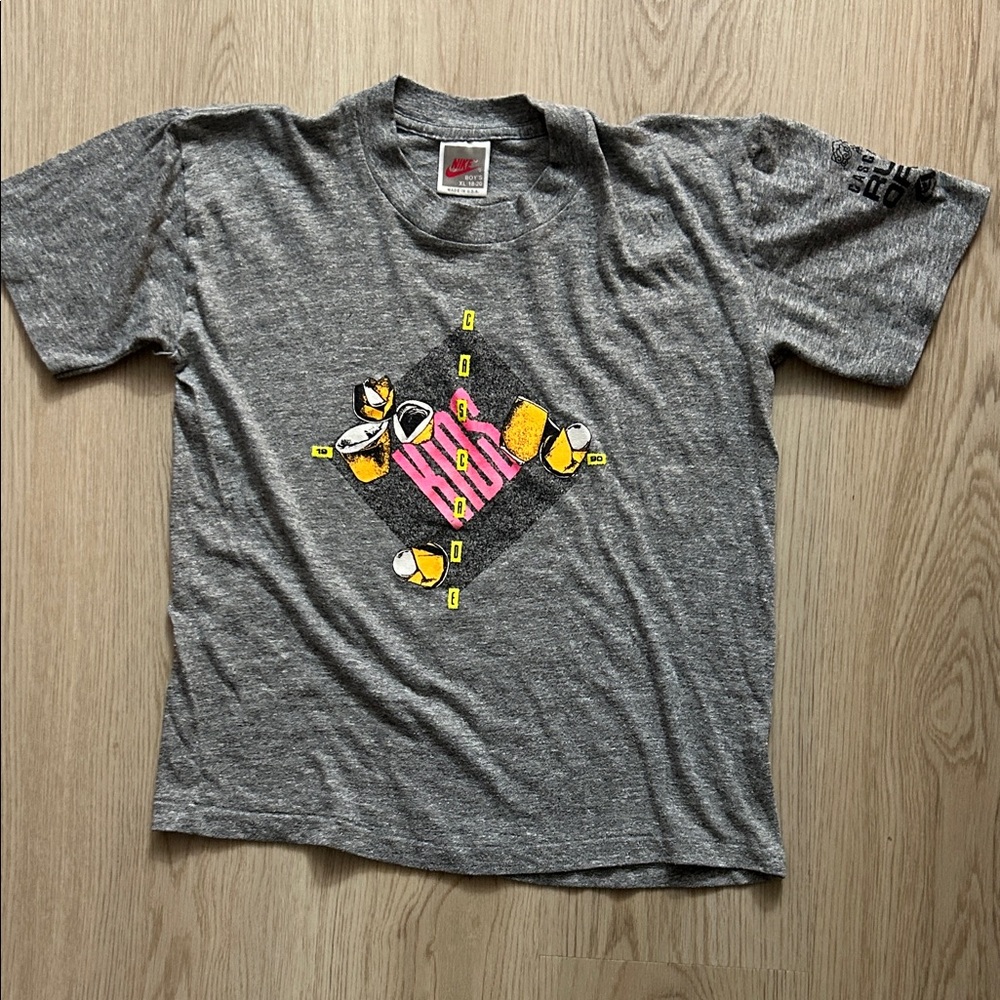 Vintage 90s Nike Kids Heather Gray Graphic running Tee